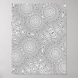 Koncentrisk cirkelmosaikfärgningssida Mönsterkonst Poster