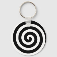 Koncentrisk spiral i svart och vitt nyckelring
