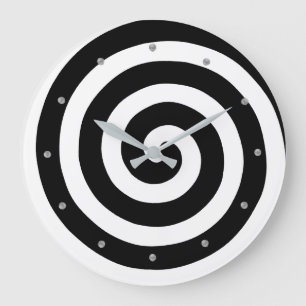 Koncentrisk spiral i svart-vit rund klocka