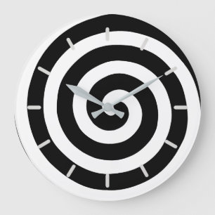 Koncentrisk spiral i svart & vitt runt ur stor klocka
