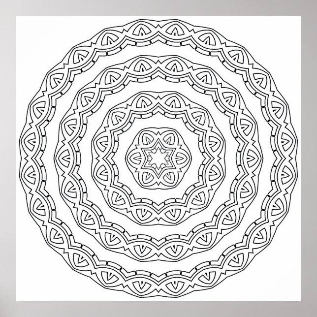Koncentrisk Våg Mandala Målarbild Poster (Framsidan)