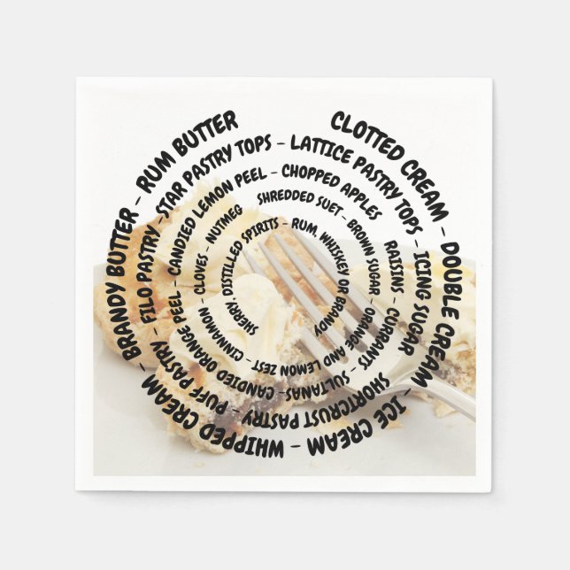 Koncentriska ingredienser i Mince Paj med toppinga Pappersservett (Framsidan)