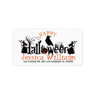 Konceptdesign för happy halloween adressetikett