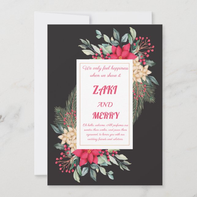 konception de carte d'inbjudan de mariage noir inbjudningar (Framsida)