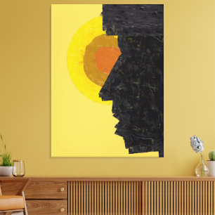 Konceptuell Abstrakt Silhuett och Sol Canvastryck