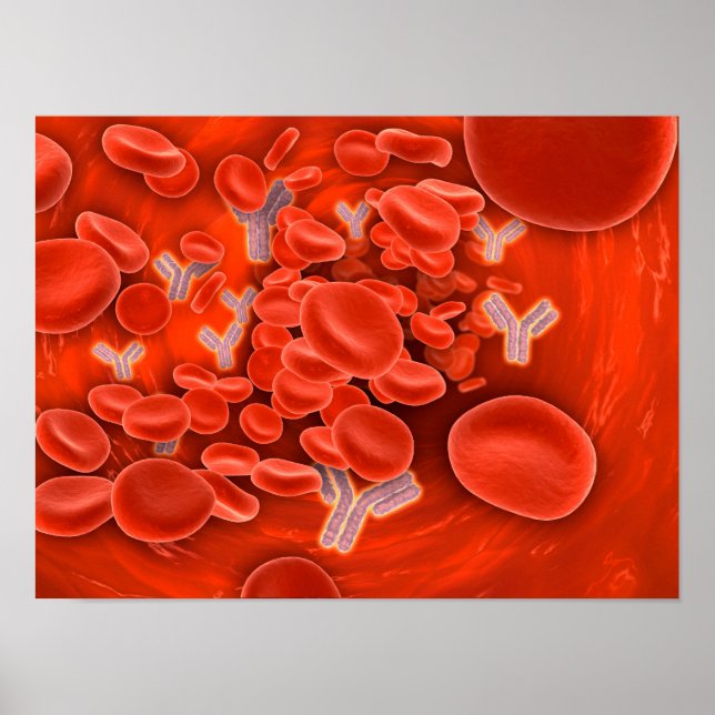 Konceptuell bild av kromosomer inuti blodet poster (Framsidan)