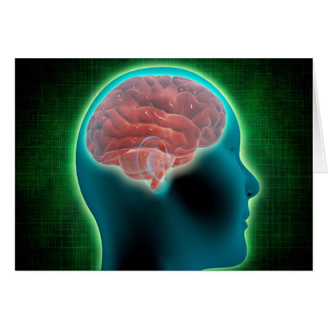 Konceptuell bild av kvinnlig kropp med hjärna 2 hälsningskort (Framsidan Horizontal)