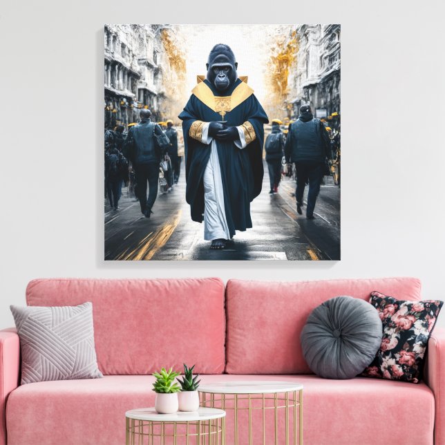 Konceptuell konsthandelsmur: Gorilla i Monastic Ro Canvastryck (Insitu (Vardagsrum))