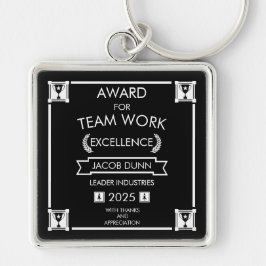 Koncernarbetets arbetspris fyrkantig silverfärgad nyckelring