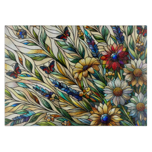 Kondenserad glasdesign Wildblommor och Butterflies
