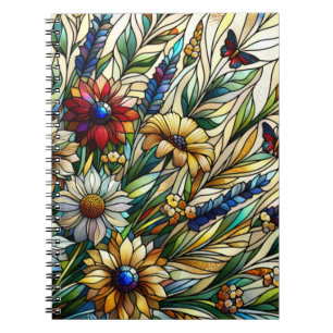 Kondenserad glasdesign Wildblommor och Butterflies Anteckningsbok