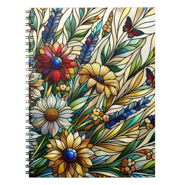 Kondenserad glasdesign Wildblommor och Butterflies Anteckningsbok (Framsidan)
