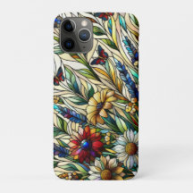 Kondenserad glasdesign Wildblommor och Butterflies