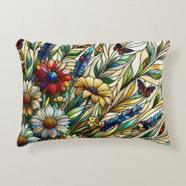 Kondenserad glasdesign Wildblommor och Butterflies Prydnadskudde