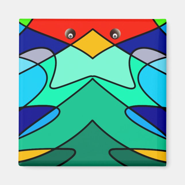 Kondenserad glaskardinal Abstract Design Magnet (Framsidan)