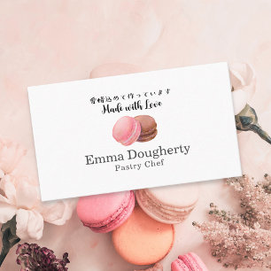 Konditor Macaron Watercolor Modern Minimalist Visitkort