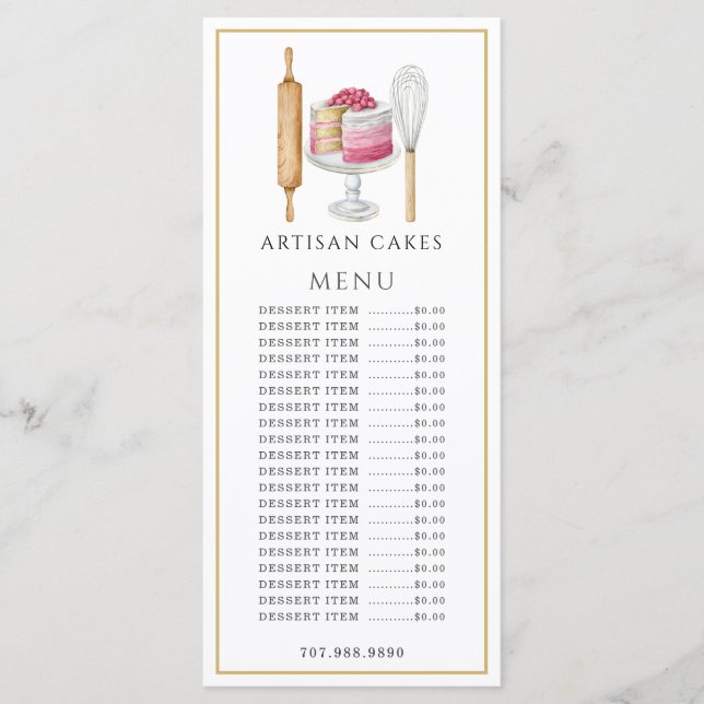 Konditor Vattenfärg Bakredskap  Meny (Framsida)