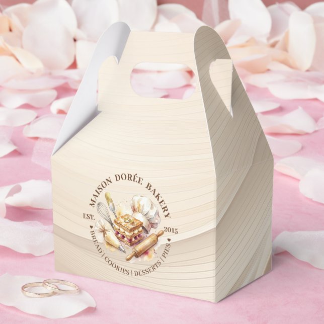 Konditor Vattenfärg Guld Bakning Catering Presentaskar (Bröllop)