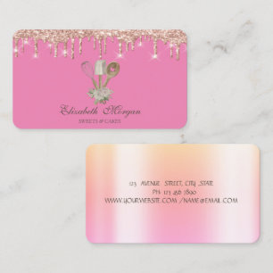 Konditorhandverktyg Glitter Roséguld Dropar Bakver Visitkort