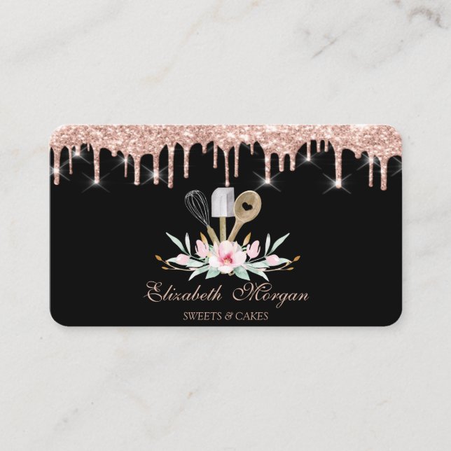Konditorhandverktyg Glitterdroppar Visitkort (Framsida)