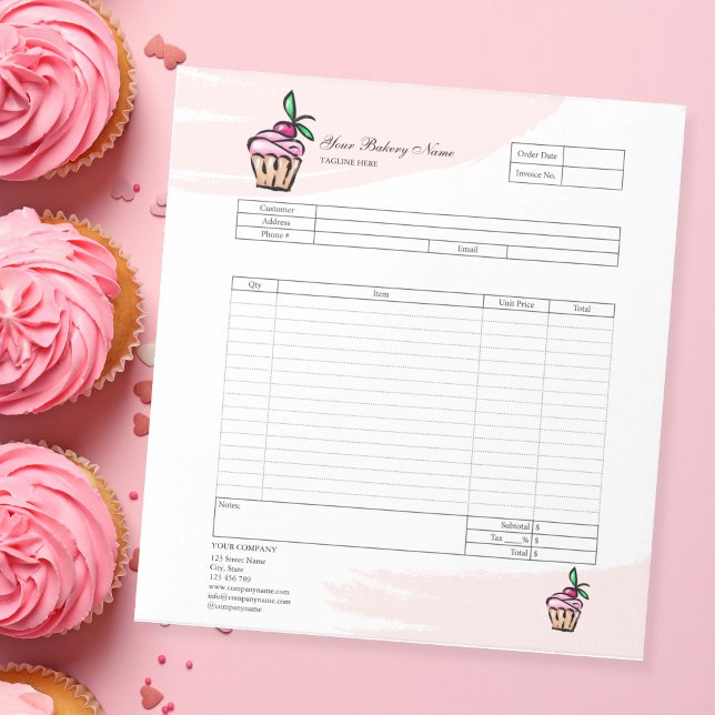 Konditori Cupcake Bageri Orderformulär Faktura Not Anteckningsblock (Skapare uppladdad)