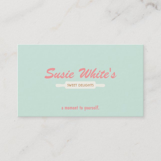 Konditoridoft Rolling Pin Cute Retro Bakers No. 3 Visitkort (Framsida)