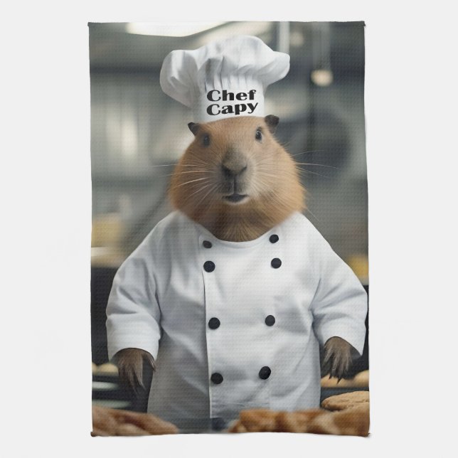 Konditorikonst: Chef Capybara Kökshandduk (Vertikal)