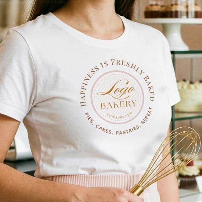 Konditoriuniform med möjlighet att ladda upp ditt  t shirt (Pastry Bakery Shop Uniform Upload Your Bakery Logo Tri-Blend Shirt (Front))