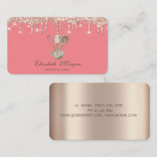Konditoriverktyg Rose Gold Drips Bageri Visitkort