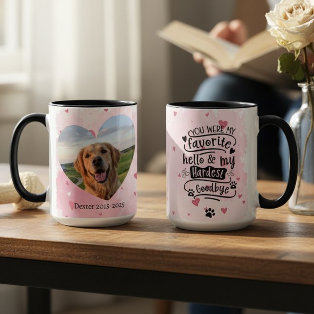Kondoleans för bortgånget husdjur Svårt att förlor Mugg (Pet Photo Memorial coffee mug)