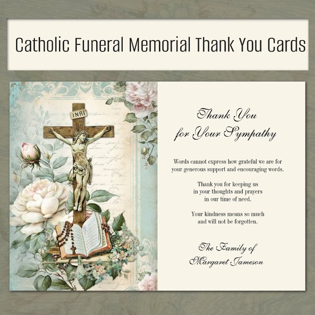 Kondoleans för den katolska Jesus Ro Kor Tack Kort (Traditional Catholic Funeral Memorial Prayer Cards)