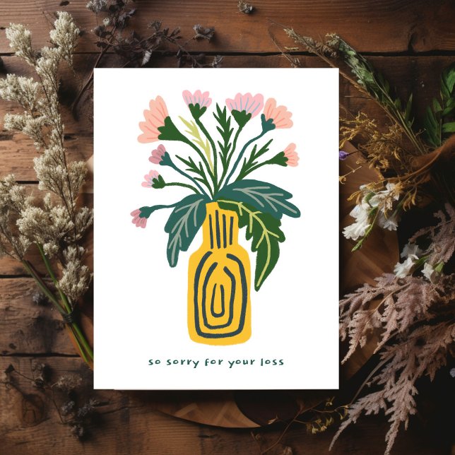 Kondoleanser Beklagar Vas i Anpassningsbarna Flowe Vykort (Condolences Sorry for Loss Vase of Flowers Custom Postcard
)