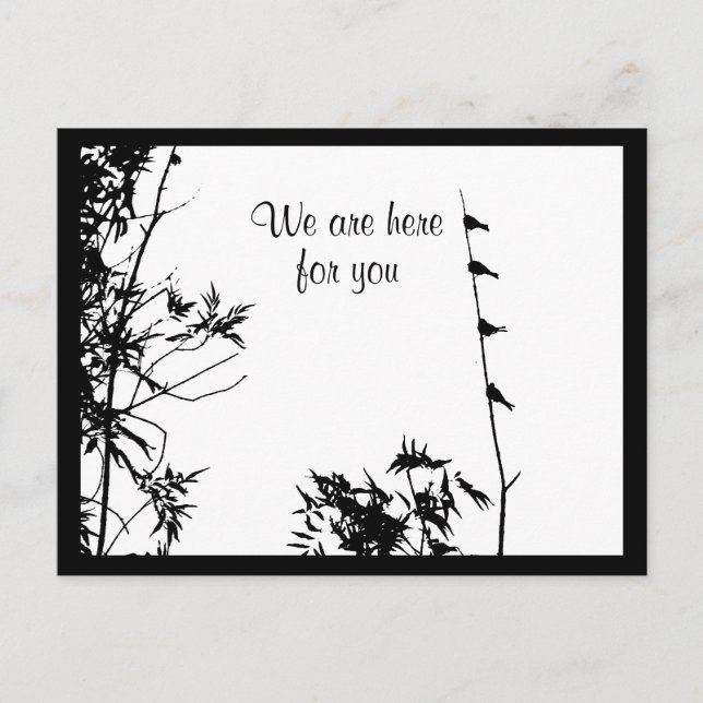 Kondoleanser till familjefåglar som inte är Ensam Vykort (Framsida)