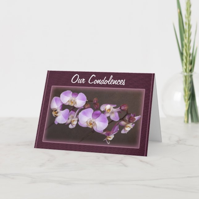 Kondoleanser Violett Vit Orkidé Närbildsfoto Kort (Framsida)