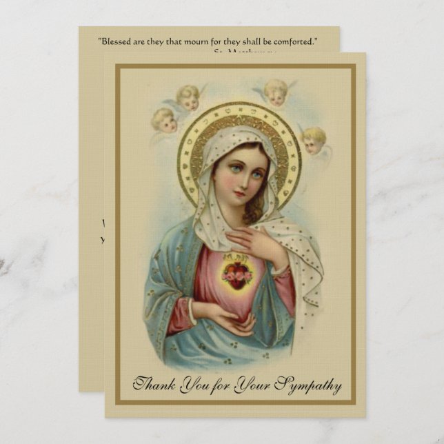 Kondoleanssympati Tack katolik Mary (Fram/baksida)