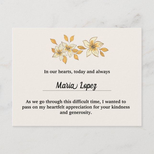 Kondolkort för guld-vattenfärg inbjudan vykort (Framsida)