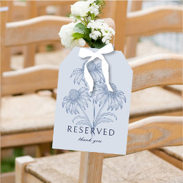 Koneflower Dusty Blue Bröllop Reserved Card Sign