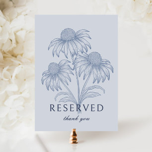Koneflower Dusty Blue Bröllop Reserved Card Sign Inbjudningar