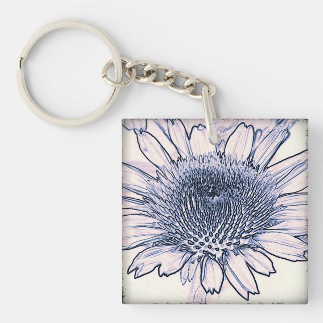 Koneflower Sketch Acrylic Keychain (Framsidan)