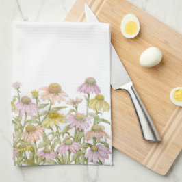 Koneflowers Watercolor Botanical Art Kökshandduk