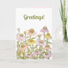 Koneflowers Watercolor Botanical Art Kort