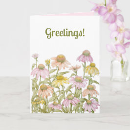Koneflowers Watercolor Botanical Art Kort