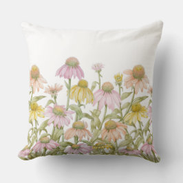 Koneflowers Watercolor Botanical Art Kudde