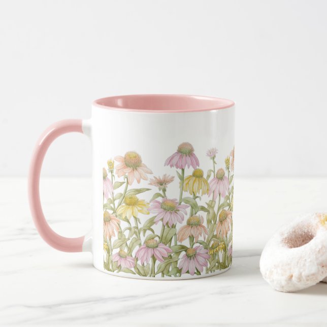 Koneflowers Watercolor Botanical Art Mugg (Med munk)