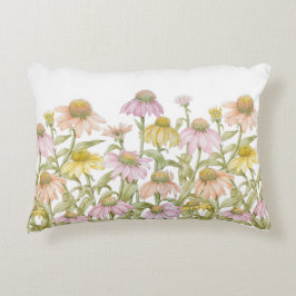 Koneflowers Watercolor Botanical Art Prydnadskudde