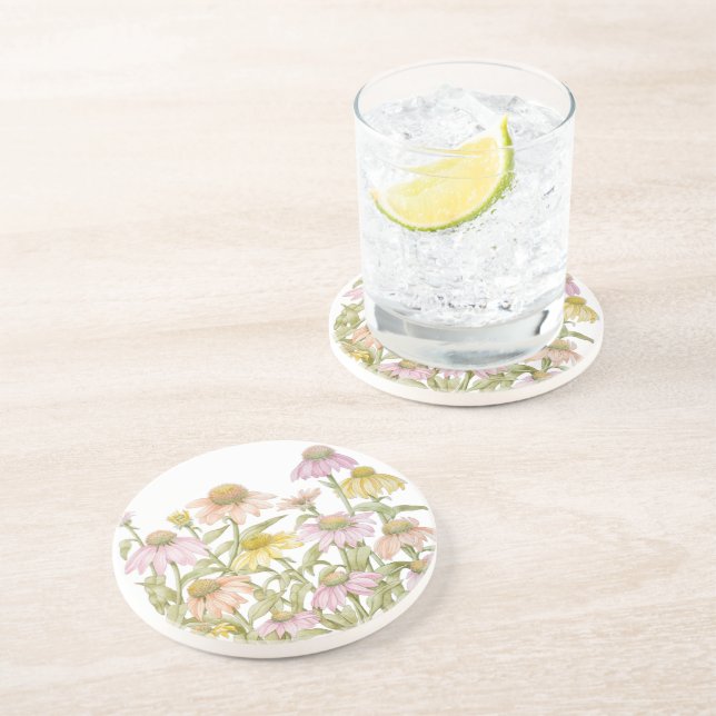 Koneflowers Watercolor Botanical Art Underlägg (Sidan)