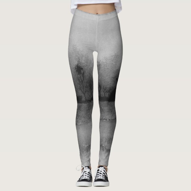 konemportera abstrakt, svart och vitt leggings (Framsida)