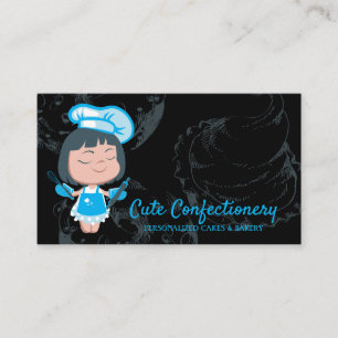 Konfektyrvaror Baker blue Pastry Chef Black Visitkort