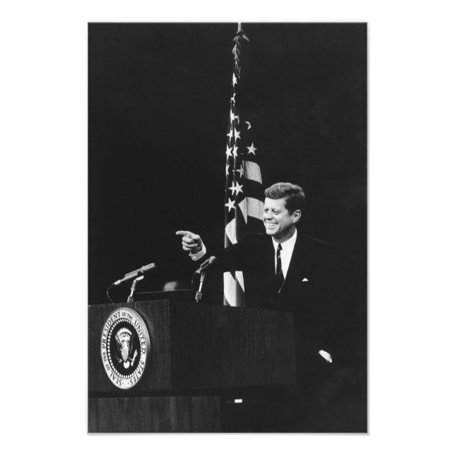 Konferensen med John Kennedy 35e USA:s president Fototryck (Framsidan)