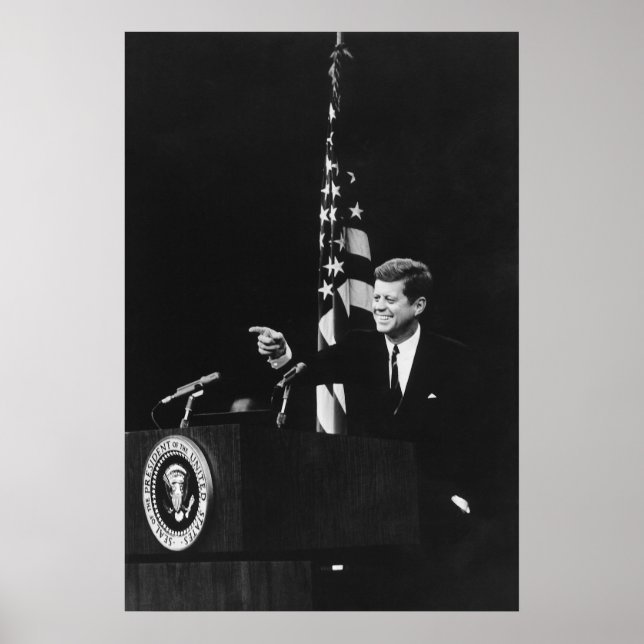 Konferensen med John Kennedy 35e USA:s president Poster (Framsidan)